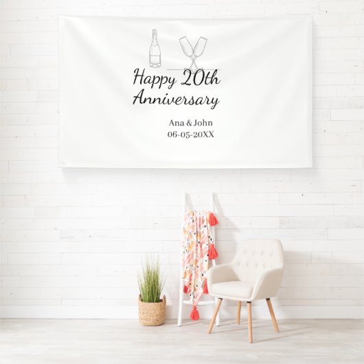 Happy 20th anniversary champagne bottle glass name 横断幕 (インサイチュ)