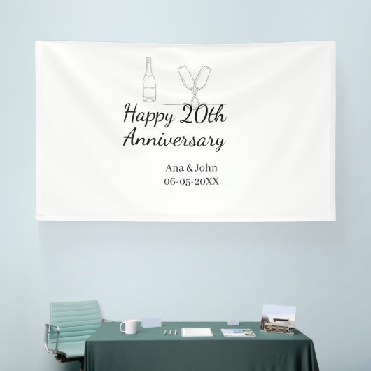 Happy 20th anniversary champagne bottle glass name 横断幕 (トレードショー)