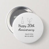 Happy 20th anniversary champagne bottle glass name 缶バッジ (正面&裏面)