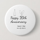 Happy 20th anniversary champagne bottle glass name 缶バッジ (正面)