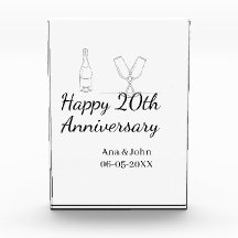 Happy 20th anniversary champagne bottle glass name