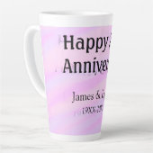 Happy 20th anniversary pink purple pastel name bol カフェラテマグ (左アングル)