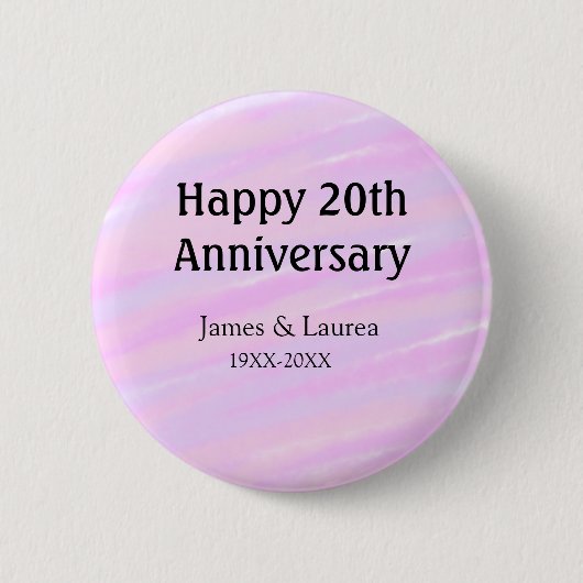 Happy 20th anniversary pink purple pastel name bol 缶バッジ (正面)