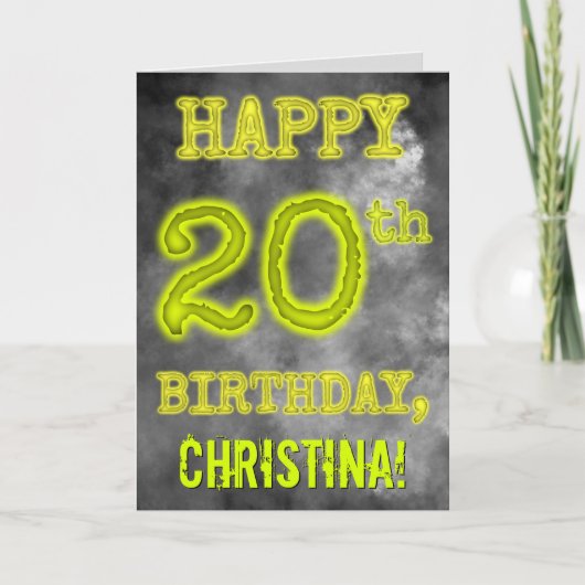 "HAPPY 20th BIRTHDAY" 不気味な光るオーラ カード (正面)