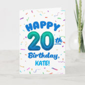 Happy 20th Birthday Card with Custom Name カード (正面)