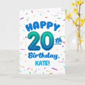 Happy 20th Birthday Card with Custom Name カード (黄色い花)