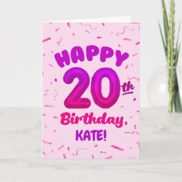 Happy 20th Birthday Card with Custom Name カード