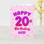 Happy 20th Birthday Card with Custom Name カード (黄色い花)