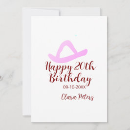 Happy 20th birthday pink cowboy girl name date sim