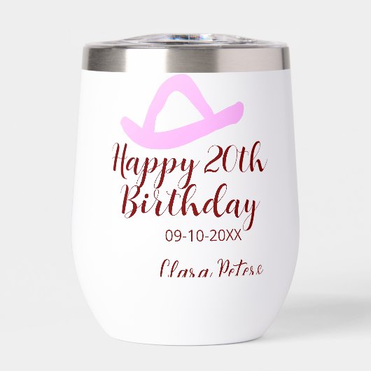 Happy 20th birthday pink cowboy girl name date sim (正面)