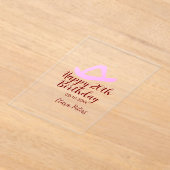 Happy 20th birthday pink cowboy girl name date sim アクリル招待状 (レイダウン)