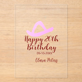 Happy 20th birthday pink cowboy girl name date sim アクリル招待状
