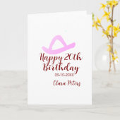 Happy 20th birthday pink cowboy girl name date sim カード (黄色い花)