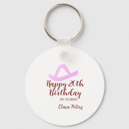Happy 20th birthday pink cowboy girl name date sim キーホルダー