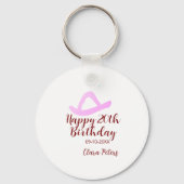 Happy 20th birthday pink cowboy girl name date sim キーホルダー (裏面)
