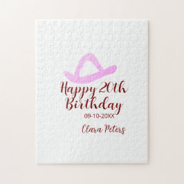Happy 20th birthday pink cowboy girl name date sim ジグソーパズル