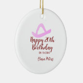 Happy 20th birthday pink cowboy girl name date sim セラミックオーナメント (右)