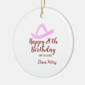 Happy 20th birthday pink cowboy girl name date sim セラミックオーナメント (左)