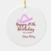 Happy 20th birthday pink cowboy girl name date sim セラミックオーナメント (裏面)