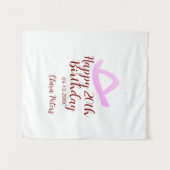 Happy 20th birthday pink cowboy girl name date sim タペストリー (正面(横))