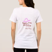 Happy 20th birthday pink cowboy girl name date sim トライブレンドＴシャツ (裏面)