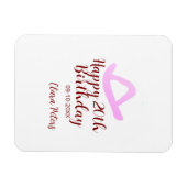 Happy 20th birthday pink cowboy girl name date sim マグネット (横)