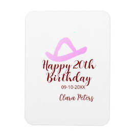 Happy 20th birthday pink cowboy girl name date sim マグネット