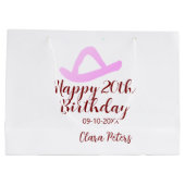 Happy 20th birthday pink cowboy girl name date sim ラージペーパーバッグ (裏面)