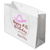 Happy 20th birthday pink cowboy girl name date sim ラージペーパーバッグ (裏面アングル)