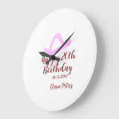 Happy 20th birthday pink cowboy girl name date sim ラージ壁時計 (傾斜)