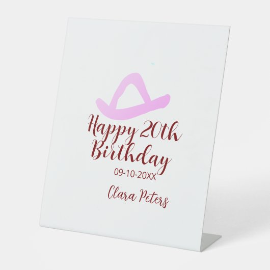 Happy 20th birthday pink cowboy girl name date sim 台座サイン (正面)