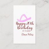 Happy 20th birthday pink cowboy girl name date sim 名刺 (裏面)