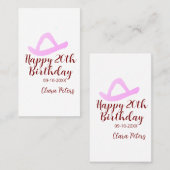 Happy 20th birthday pink cowboy girl name date sim 名刺 (正面/裏面)