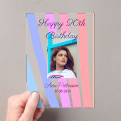 Happy 20th Birthday rainbow rustic boho lines phot アクリル招待状 (インサイチュ (ポータブル))
