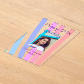 Happy 20th Birthday rainbow rustic boho lines phot アクリル招待状 (レイダウン)