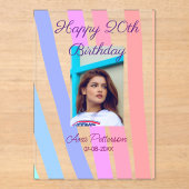 Happy 20th Birthday rainbow rustic boho lines phot アクリル招待状 (正面)