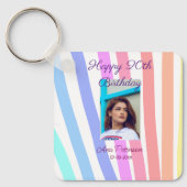 Happy 20th Birthday rainbow rustic boho lines phot キーホルダー (正面)