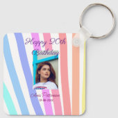 Happy 20th Birthday rainbow rustic boho lines phot キーホルダー (裏面)