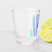 Happy 20th Birthday rainbow rustic boho lines phot ショットグラス (左)