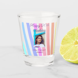 Happy 20th Birthday rainbow rustic boho lines phot ショットグラス