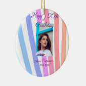 Happy 20th Birthday rainbow rustic boho lines phot セラミックオーナメント (右)