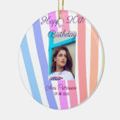 Happy 20th Birthday rainbow rustic boho lines phot セラミックオーナメント (左)