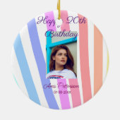 Happy 20th Birthday rainbow rustic boho lines phot セラミックオーナメント (裏面)