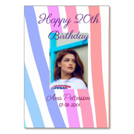 Happy 20th Birthday rainbow rustic boho lines phot テーブルナンバー