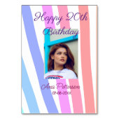 Happy 20th Birthday rainbow rustic boho lines phot テーブルナンバー (裏面)