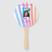 Happy 20th Birthday rainbow rustic boho lines phot ハンドファン (正面)