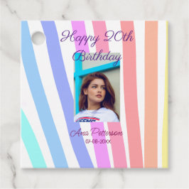 Happy 20th Birthday rainbow rustic boho lines phot フェイバータグ