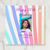 Happy 20th Birthday rainbow rustic boho lines phot フェイバータグ (裏面)