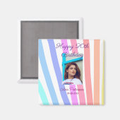 Happy 20th Birthday rainbow rustic boho lines phot マグネット (正面/裏面)