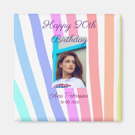 Happy 20th Birthday rainbow rustic boho lines phot マグネット